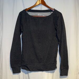 Nike Women's Medium  Dark Gray Long Sleeve Sweatshirt Boat Neck Dri-Fit